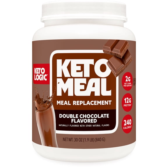 KetoLogic KetoMeal (Chocolate) 20 Servings - Keto Meal Replacement Shake Powder, 1g of Net Carbs, 20g of Fat, 12g of Protein