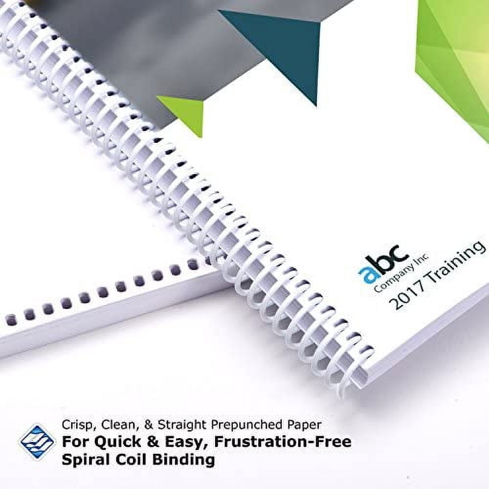 PrintWorks Professional Prepunched Paper, 8.5 x 11, 24 lb, 44-Hole Spiral Coil (4:1 Pitch) Binding Paper, 500 Sheets, White (04147)