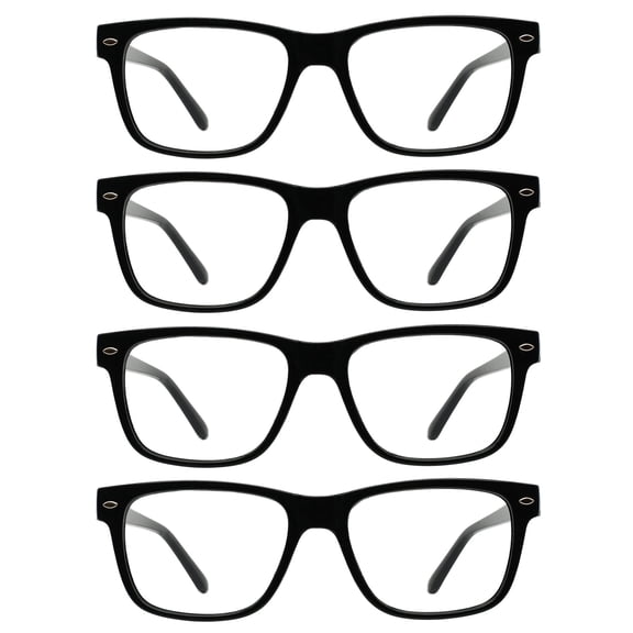 OCCI CHIARI 4 Pack Reading Glasses for Women Men, Large Square Readers 2.0 Black Frame with Spring Hinge, Mens Designer Reader Glasses