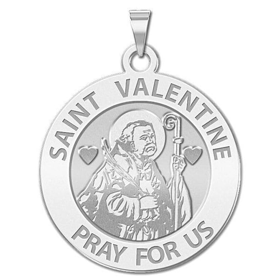Saint Valentine Religious Medal - 3/4 Inch Size of a Nickel -Sterling Silver