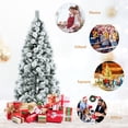thumbnail image 6 of Topbuy 7FT Hinged Slim Artificial Xmas Tree, Snow-Flocked Pencil Christmas Tree W/ 875 Branch Tips, 6 of 10