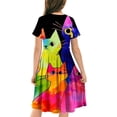 thumbnail image 3 of RXIRUCGD 2025 Vêtements d'Été pour Enfants Tout-Petits Filles Mignon Mode Imprimé Manches Courtes Robe Extensible Robe Ligne A, 3 of 4