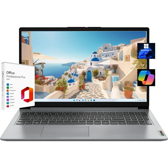 Lenovo Ideapad 1i 15.6" FHD Touchscreen Laptop, with Free Lifetime Microsoft Office 2021, Intel Core i3-1215U, 8GB RAM, 256GB SSD, Intel UHD Graphics, Windows 11 Pro, Cloud Gray