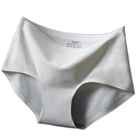 knqrhpse Seamless Underwear for Women No Show Underwear Women Spring/Summer Ice Silk Traceless Breathable Mid Waist Triangle Underwear Cotton Underwear Panties for Women White 2XL
