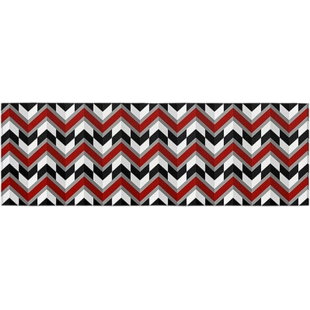 

Kitchen Floor Mat 1 Piece Abstract Geometry Black Red Herringbone Pattern Kitchen Rugs Comfort Doormat Non Slip Cushioned Mat and Runner Rugs Set for Kitchen Bathroom Laundry Room 15.7 x47.2