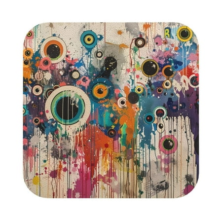 

Matuu Abstract Colorful Dripping Circles for Cup Coasters Set of 6 Leather Coasters Desk Coasters for Office Measures 4” x 4” Square
