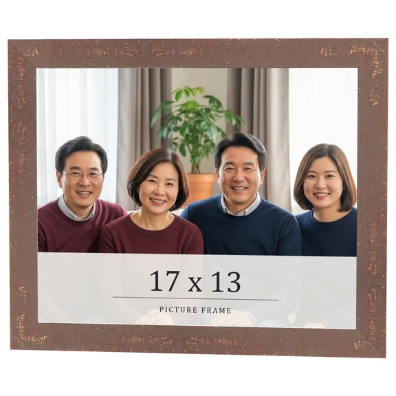 17x13 Distressed Brown Real Wood Picture Frame Width 1.25 inches | Interior Frame Depth 0.5 inches