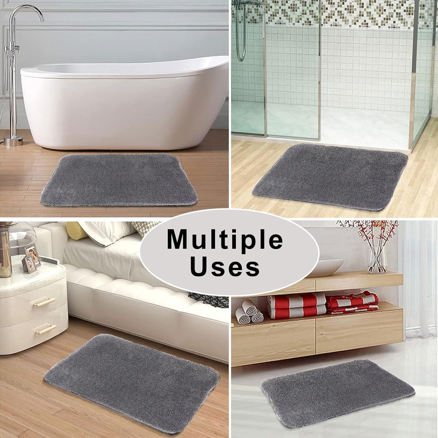 16×24 Inch Absorbent Non-Slip Bath Mat - Quick Dry Shower Rug