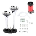 thumbnail image 1 of CCIYU Chrome Zinc Silver Red Trumpet Air Horn with Compressor, Dual Trumpet Car Train Horn with Compressor for Any 12V Vehicles Trucks Lorrys Trains Boats Cars Vans, 1 of 5