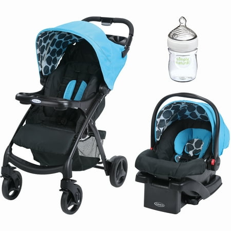Graco Verb Click Connect Travel System, with SnugRide Click Connect 30 Infant Car Seat, Motif with Nuk Simply Natural 5oz Bottle, 1-Pack