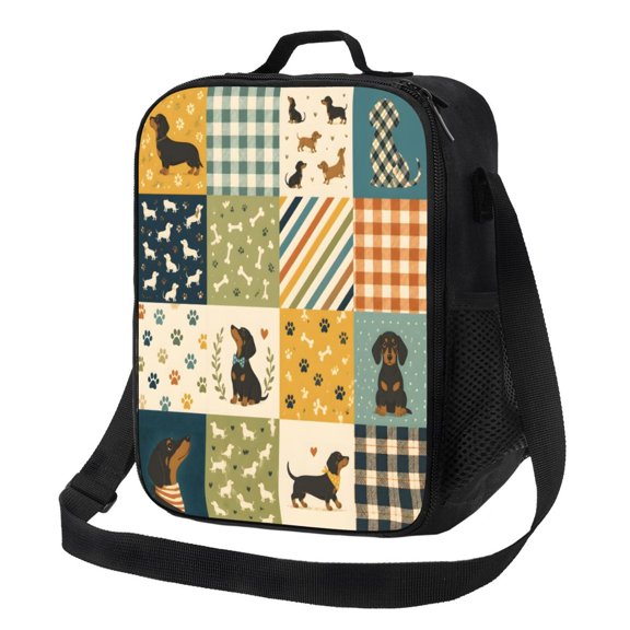 Dachshund Dog Lunch Bag Insulated Thermal Lunch Box with Shoulder Strap & Handle for Women and Men
