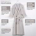 thumbnail image 3 of Superior Waffle Weave Cotton Unisex Adult Bath Robe, Silver, Small, 3 of 12