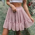 thumbnail image 2 of Summer Skirt Saving! Jerdar Women's High Waist A Line Mini Skirt Pleated Ruffle Cute Beach Short Skirt Pink XL, 2 of 5