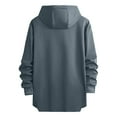 thumbnail image 2 of Dagugfen Mens Sweatshirt Hooded Drawstring Printed Asymmetrical Hem High Neck Hoodie Pullover Long Shirts, 2 of 3