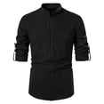 thumbnail image 1 of XovLAHzY Mens Summer Button Up Shirts Fall Solid Color Allin One Linen Button Up Long Sleeved Shirt Tropical Beach Shirt, 1 of 1