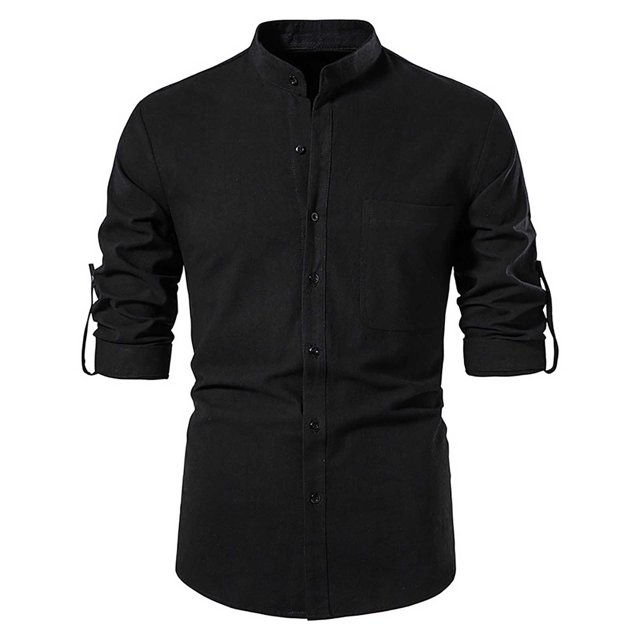 XovLAHzY Mens Summer Button Up Shirts Fall Solid Color Allin One Linen Button Up Long Sleeved Shirt Tropical Beach Shirt