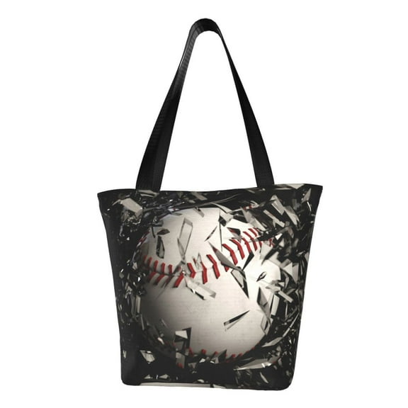 KLL Tote Bag for Women Baseball Breaking Glass Print Shopping Grocery Reusable Bags for Office School Shopping Travel