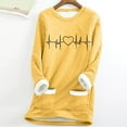thumbnail image 2 of FAVIPT Women Fleece Sweatshirts Lined Sherpa Crew Neck Underwear Long Sleeve Heart Print Tops Winter Fall Warm Pockets Shirts Yellow,XXL, 2 of 4
