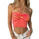 thumbnail image 1 of VISgogo - Chaleco de verano para mujer con cuello halter, estampado de rayas, sin mangas, fruncido, ajustado, recortado, sin mangas, camisola de punto VISgogo  moda, 1 of 9