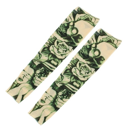 Unique Bargains 2 PCS Rose Tattoo Sun Protection Oversleeve Arm Sleeves - Walmart.com