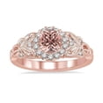 thumbnail image 2 of Limited Time Sale 1.25 Carat Peach Pink Morganite (Round Shaped Morganite) and Diamond Engagement Ring in 10k Rose Gold Jewelry, 2 of 3