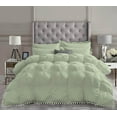 thumbnail image 2 of D.N.G. BEDDINGS Luxurious 5 Piece Pom Pom Pinch Pleated Comforter Set, 800 Thread Count, 100% Egyptian Cotton, White Vintage Pom-Pom Fringe (King/California King Size Solid Light Sage Color), 2 of 5
