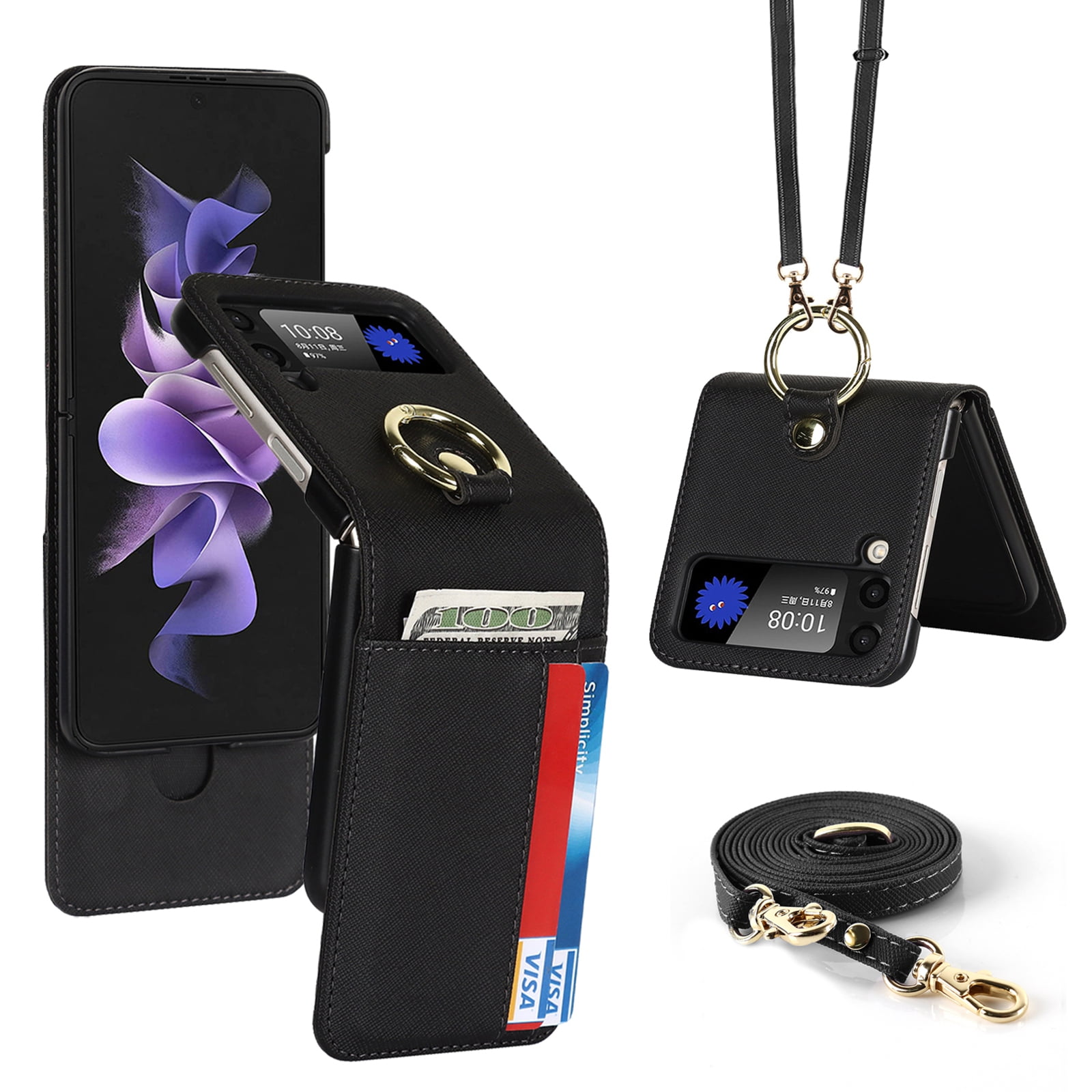 Luxury Leather Case with Ring Holder Lanyard for Samsung Galaxy Z Flip –  The Z Flip Case