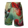 thumbnail image 4 of Pofeuu Hummingbird Floral Paradise Prin Men's Swim Trunks Quick Dry Bathing Suit Swimming Board Shorts Mesh Lining Beach Swimwear-Large, 4 of 6