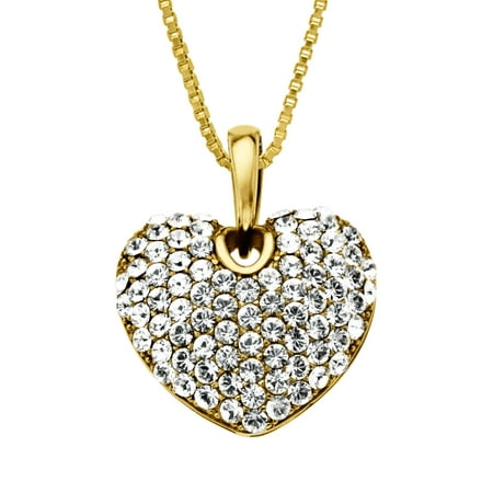 Luminesse Heart Pendant Necklace with Swarovski Crystals in 18kt Gold-Plated Sterling Silver
