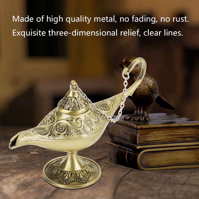 Raro Retro Leyenda Color Aladdin Magic Genie Light Wishing Lamp Pot Coleccionable (Bronce)