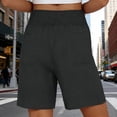 thumbnail image 6 of ClodeEU Women's Linen High Waist Elastic Waist Shorts, Casual Summer Short with Pockets for Vacation Dark Gray,Women's Plus S, 6 of 6
