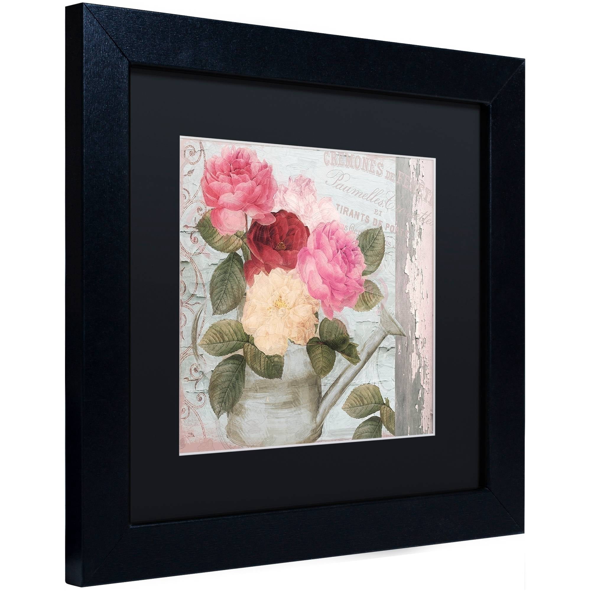 Trademark Fine Art "Chalet d'Ete Roses" Canvas Art by Color Bakery Black Matte, Black Frame