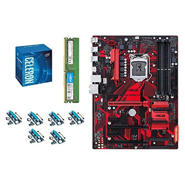 Build Your Own Barebone Mining Rig Bundle With B250 Asus Ex B250 V7 Expedition Motherboard Includes Intel G3900 Cpu 4gb Ddr4 Memory And Pci E Risers Choose From 860 1500w Power Supply Ssd Case