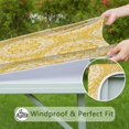 thumbnail image 6 of Yellow Ethnic Floral Pattern Square Fitted Tablecloth with Elastic Edge,Square Table Cover,Washable Elastic Table Cover for Home Kitchen Party Decor 34"x34", 6 of 6