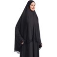 thumbnail image 3 of Muslim High Stretch Hijab Pure Color Half-body Cover Hijab with Lace for Praying,Black,XL, 3 of 7