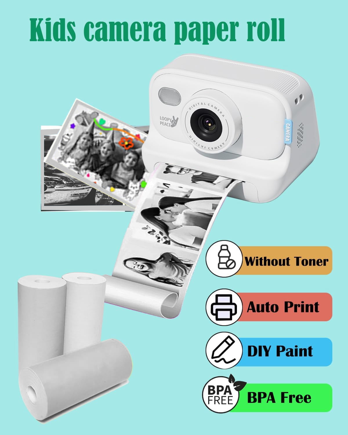 Instant Print Camera For Kids,VJJB Kids Camera 3.5-inch Screen Inst