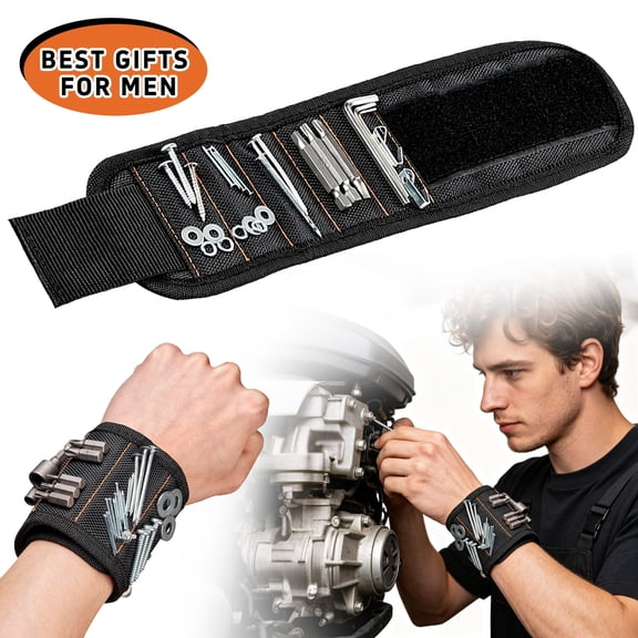 Rongsi Magnetic Wristband for Holding Screws - HVAC Tools Gifts for Men Who have Everything - Wrist Magnet Tool or Screw Holder for Handyman, Tech Geek, Mechanic