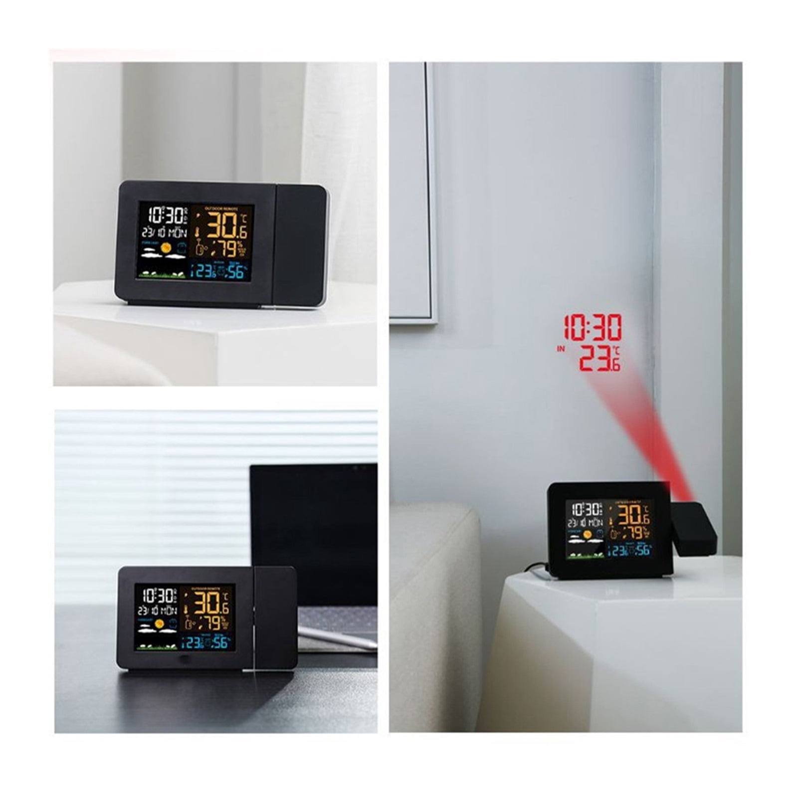Weather Station Thermometer Wireless Sensor Indoor Outdoor Meter Digital Alarm Clock ,Real-Time
