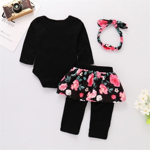 Baby Girl Clothes Wild One Vest and Floral Pants Outfits with Bowknot Headband