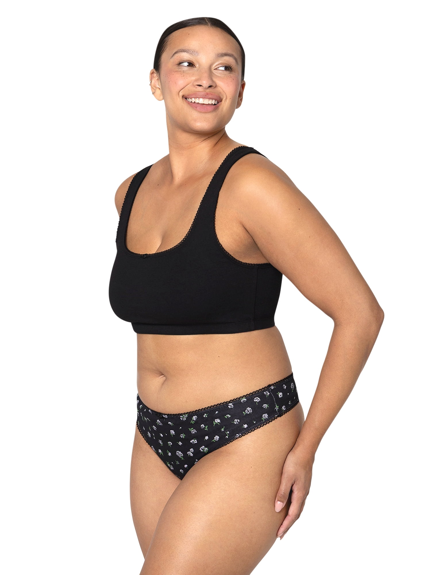 fresh collection by Fruit of the Loom Women's Cotton Tank Bralette and Thong Set