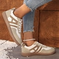 thumbnail image 3 of Rokment Womens Fashion Sneakers 2026 Spring Fall Stylish Leather Suede Patchwork Color Block Casual Walking Flat Tennis Shoes Khaki Size 7, 3 of 7