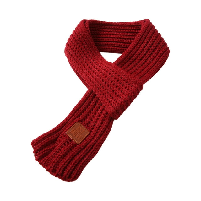 FOCUSNORM Kids Knitted Scarf Letter Patterns Neckerchief Neck Warmer Shawl