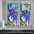 thumbnail image 3 of 2D flat, 1 piece of window sticker, 2D flat purple wisteria flower colored glass pattern PVC electrostatic adsorption window film, home decoration privacy window film for living room, bedroom, kitche, 3 of 9