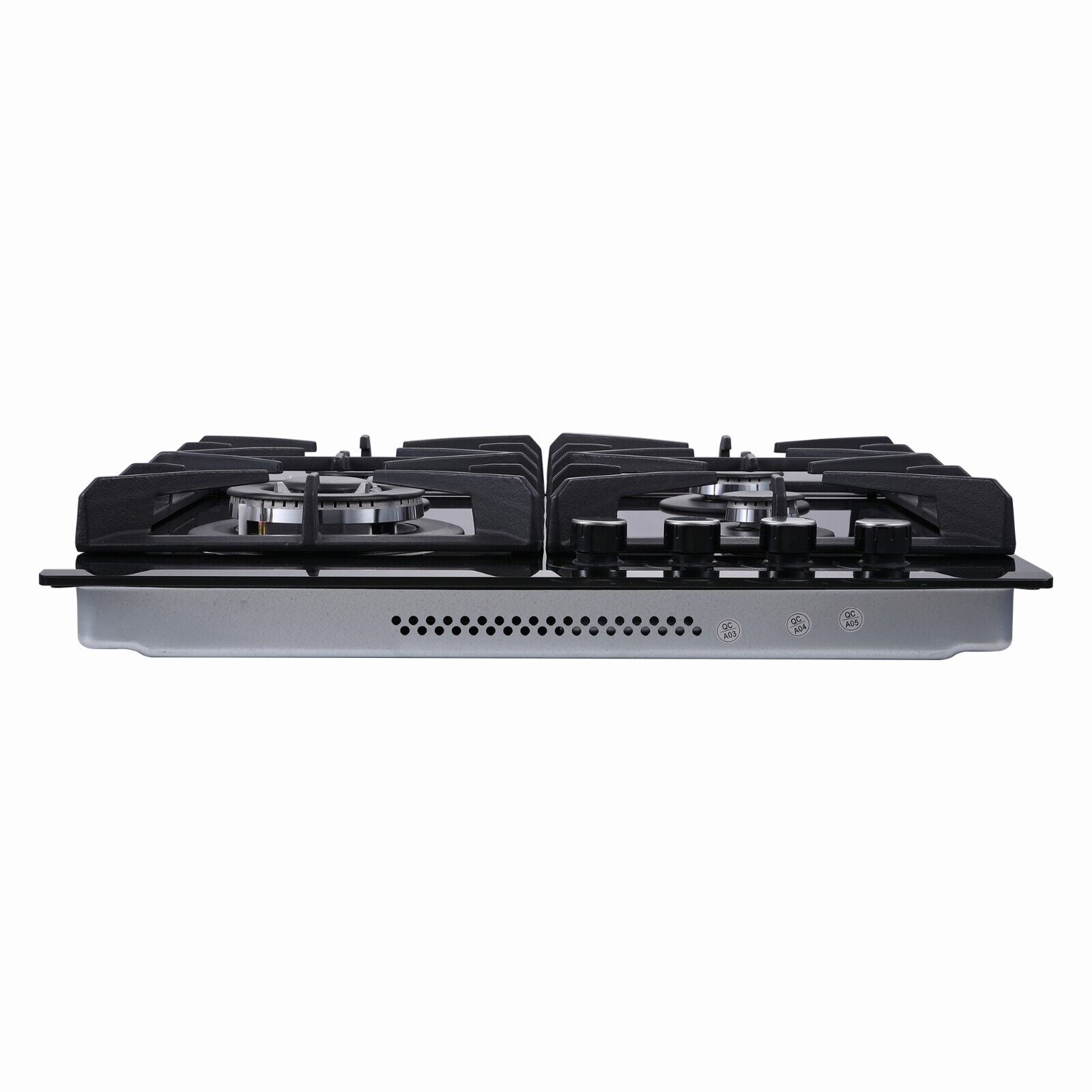 4-Burners Gas Cooktop 24 inch Stainless Steel Tempered Glass NG/LPG Convertible