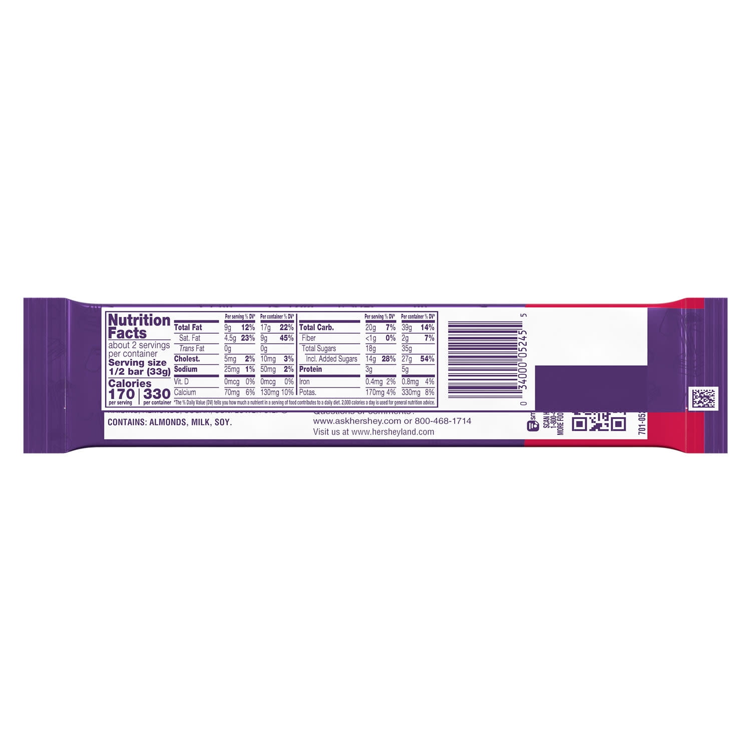 (2 pack) Cadbury Dairy Milk Fruit & Nut Milk Chocolate Candy, Bar 2.3 oz