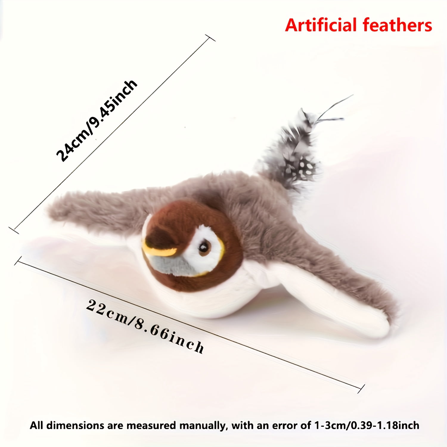 Interactive Cat Toy Bird – Realistic Sparrow Design with Feather Tail, Stimulates Hunting Instinct & Indoor Play, 6.5-inch Pet Toy for Kitten & Adult Cats