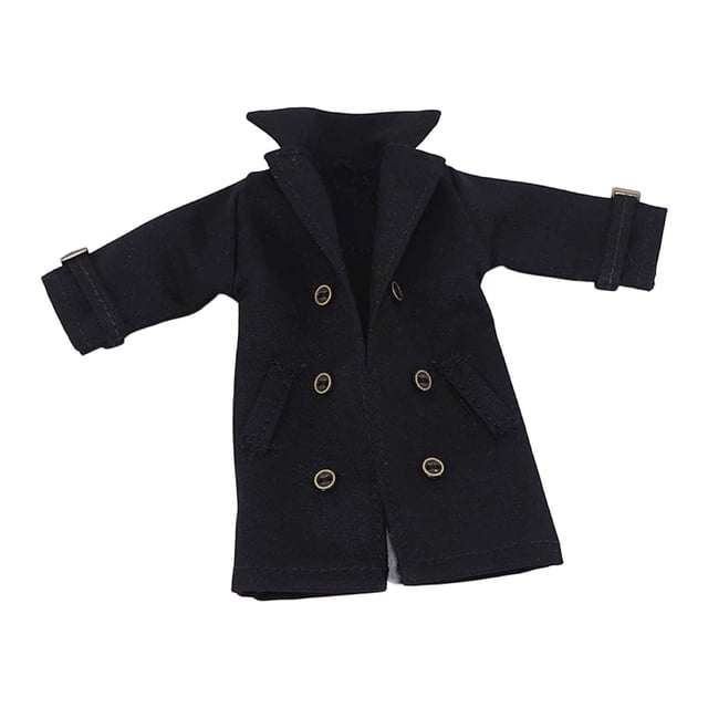 arctrm 1 12 Scale Action Figure Trench Coat Miniature Clothing Dress Up Accessory for 6 Black