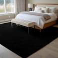 thumbnail image 5 of Black Large Area Rugs for Bedroom Living Room, Soft Non Slip Carpet Bedside Rug, Pure Black Rectangular Floor Cover Kitchen Accent Rug 5'x7' for Dining Room/Office, 5 of 9
