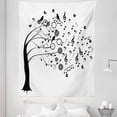 thumbnail image 1 of Music Note Tapestry, Layout of Flowing Motifs Off of a Tree with Birds Humming on Branches, Fabric Wall Hanging Decor for Bedroom Living Room Dorm, 5 Sizes, Charcoal Grey White, by Ambesonne, 1 of 1