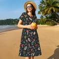 thumbnail image 4 of Naloa Forest Flora and Insects Print Womens Summer A-Line Dress with Pockets,Short Sleeve Dresses,Flowy Beach Swing Dress for Vacation Travel, 4 of 6